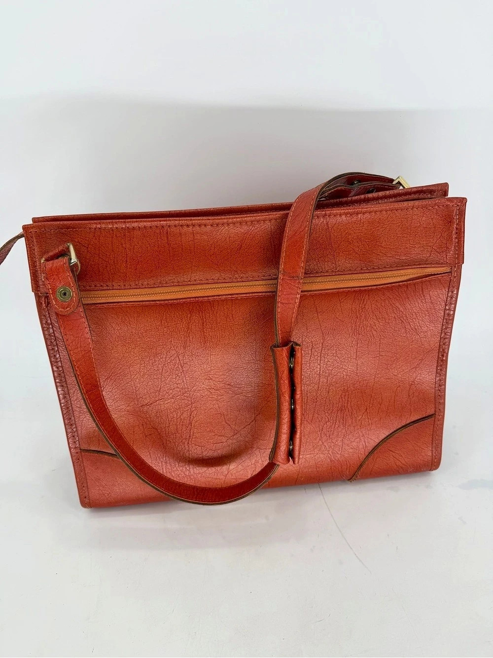 Vintage Hartmann Belting Orange Leather Structured Travel Bag Luggage Carry On